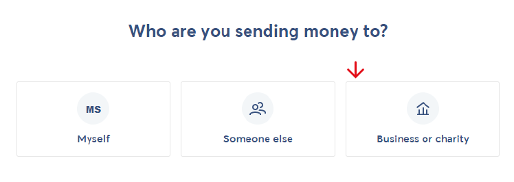 Send money to business