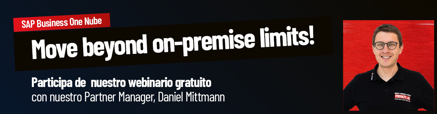 <small>Webinario gratuito</small><br><b>From on-premise to Cloud</b><br>SAP B1 migration explained